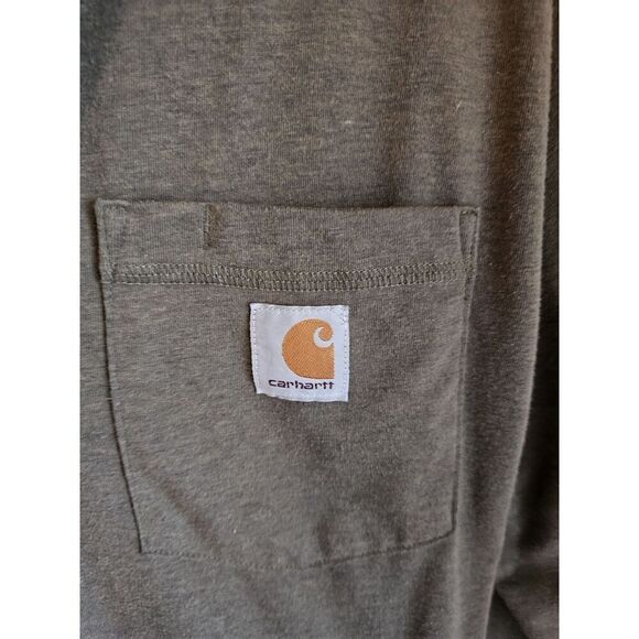 Mens Olive Green Carhartt Force Quarter Half Zip Long Sleeve Pullover Sz Small - Picture 4 of 8